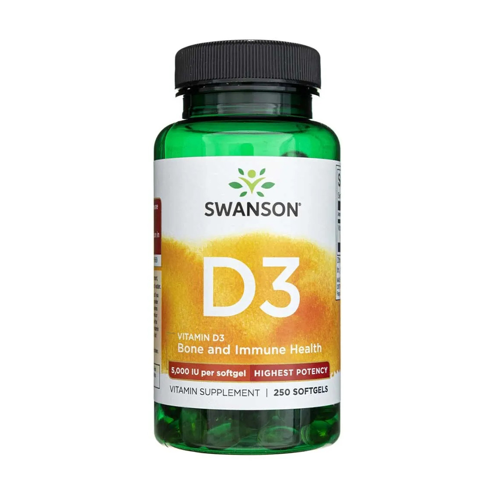 Вітамін Д3 Swanson D-3, 5000 МО, 250 гелевих капсул